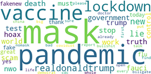 Word cloud of common words used in tweets.