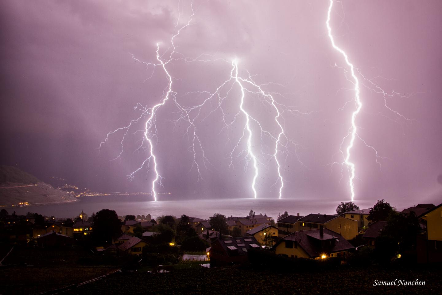 Thunderstorm over Lake Geneva, Switzerland