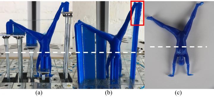 An example of how dynamic pins can reduce the need for 3-D printed supports