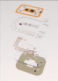 Exploded view of a skeletal microfluidic device