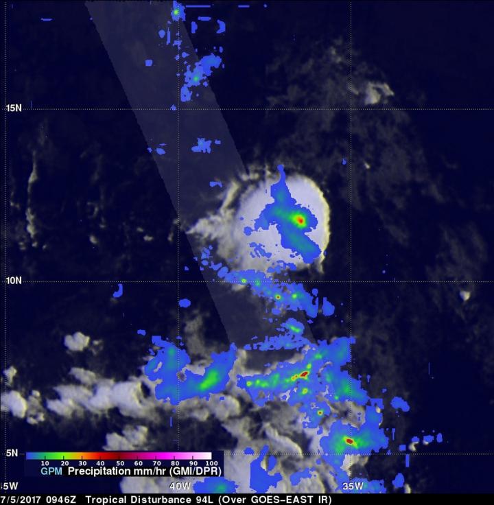 GPM Rainfall Rates Over TD4