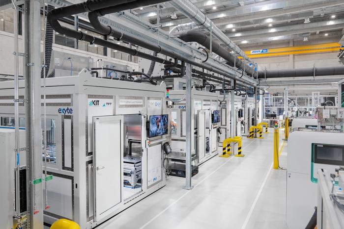 Pilot line for agile and modular battery cell production in the Karlsruhe Research Factory.