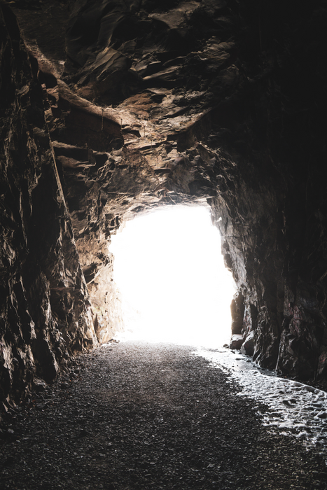 An image of a tunnel in Duluth, Minnesota, reminiscent of classic Near Death Experience features (a bright light at the end of a tunnel at a point of no return).