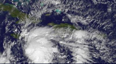 GOES-13 Visible Image of Tropical Storm Tomas