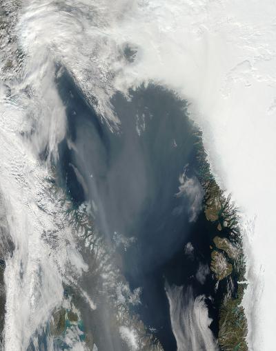 Smoke from Canadian Wildfires Over Baffin Bay