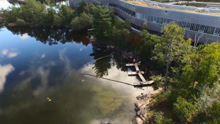 Aerial View of Ramsey Lake, Canada with Experimental Walkways