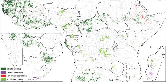 Areas of Climatic/Non-Climatic Induced Greening and Degradation
