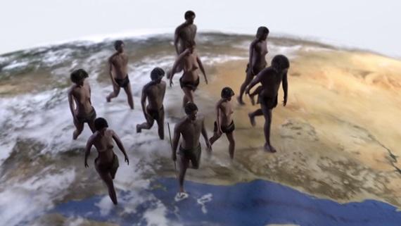Depiction of the '<i>Homo sapiens</i>' Migration from Africa 100,000 Years Ago
