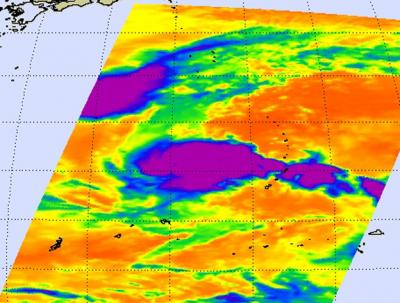 NASA AIRS Infrared Image of Nida and 97W