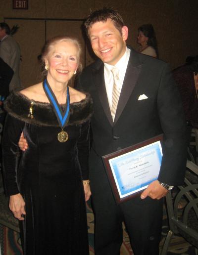 Renowned Diver Zale Parry Presents U of Miami Graduate Student David Weinstein with Scholarship