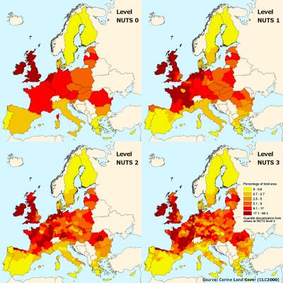 Percentage of Total Area of Pastures at 4 Different Levels