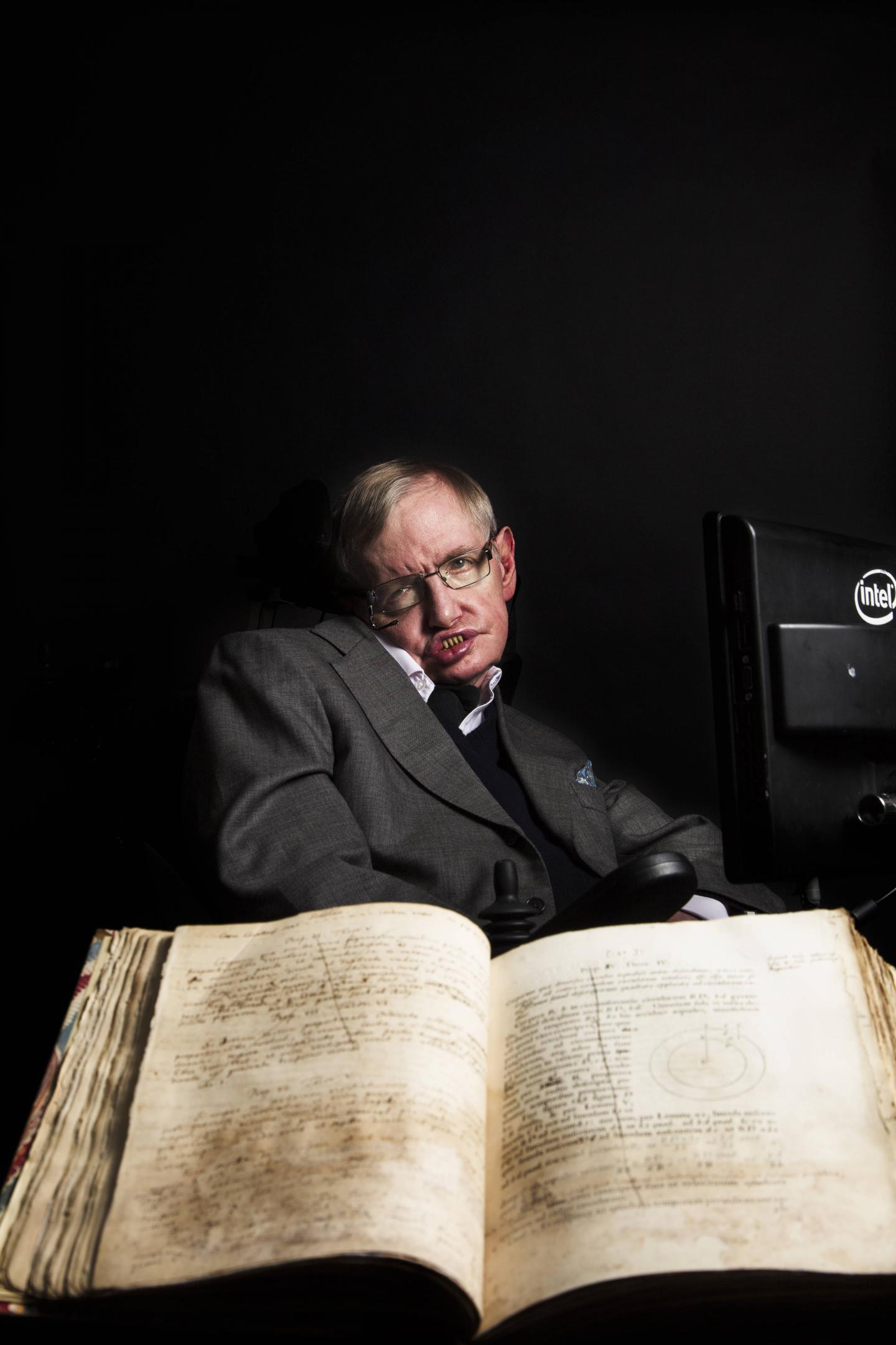 Hawking with Newton's Copy of Principia Mathematica