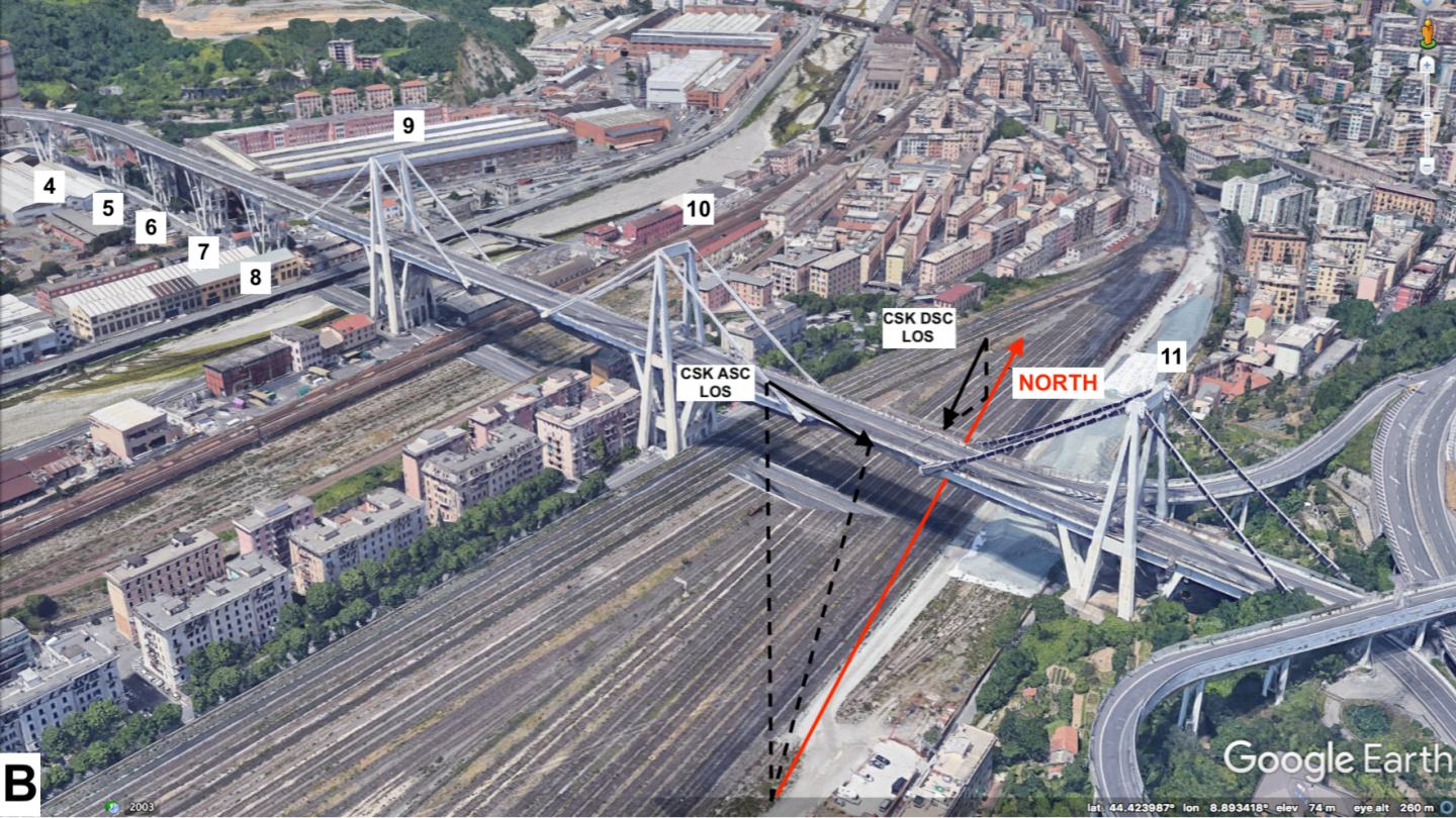 Pre-Collapse Space Geodetic Observations of Critical Infrastructure: The Morandi Bridge / Remote Sensing