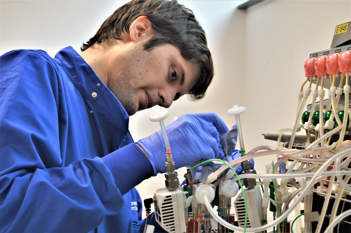 Dr Jonathan Tellechea, a synthetic biologist, working on the project