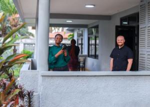 Sean Large (right), senior software engineer at CCDC, during his visit in Accra this summer, and Ayishetu Seidu (left), software engineer at Orgmento.