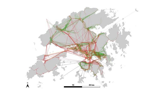 Multimodal public transport networks in Hong Kong.