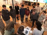 Lehigh University students analyzing photographs in spring 2020 at the Lehigh University Art Galleries