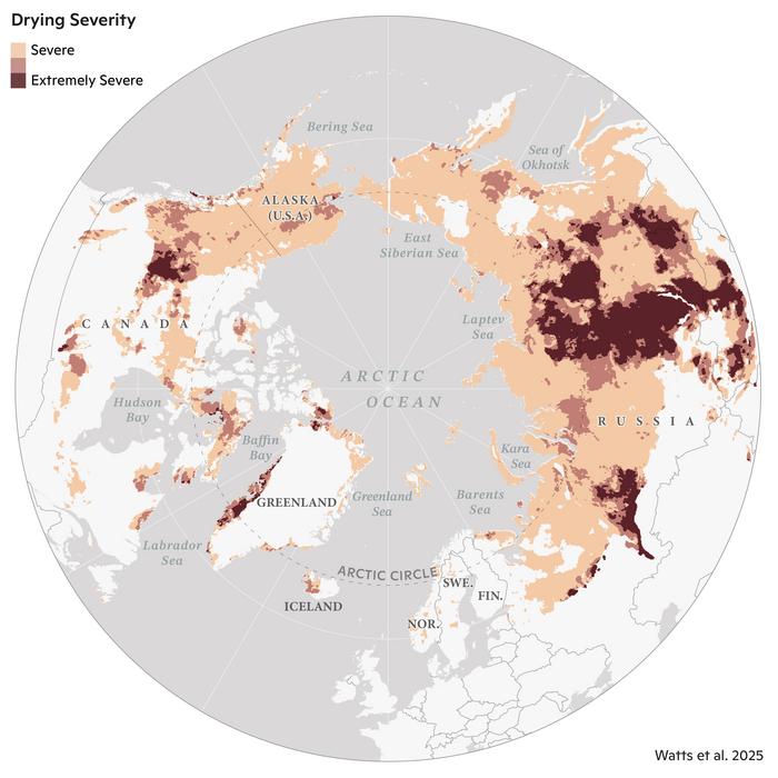 Drying severity in the Arctic-boreal region, 1997-2020