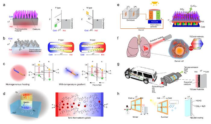 Working modes and potential applications of thermoelectrocatalytic (TECatal) materials