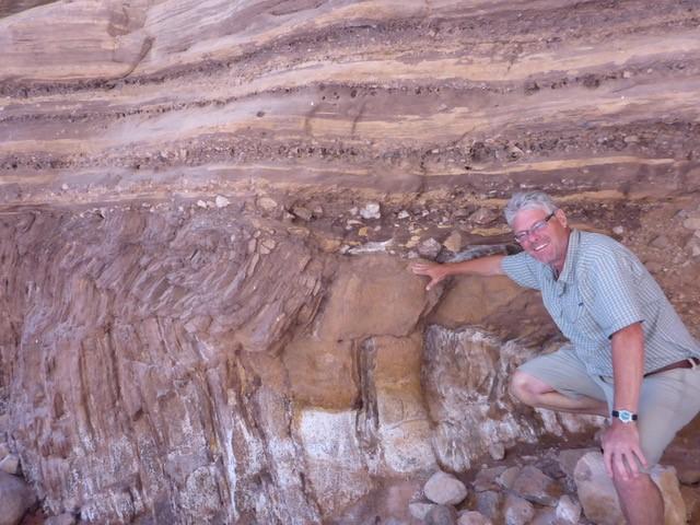Professor Brian Pratt in the Burgess Shale