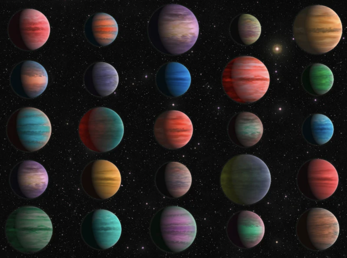 Artist's impression of 25 hot Jupiters