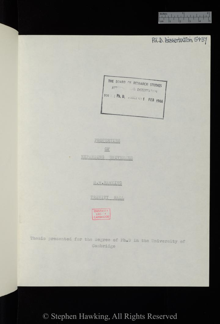 Hawking's 1966 PhD Thesis (1 of 2)