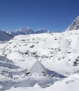 The Pyramid Observatory covered in snow.