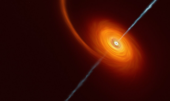 Artist’s impression of a black hole swallowing a star