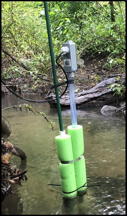 Modified floating carbon sensor for streams and rivers