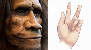 Neanderthal and a finger locked in a bent position
