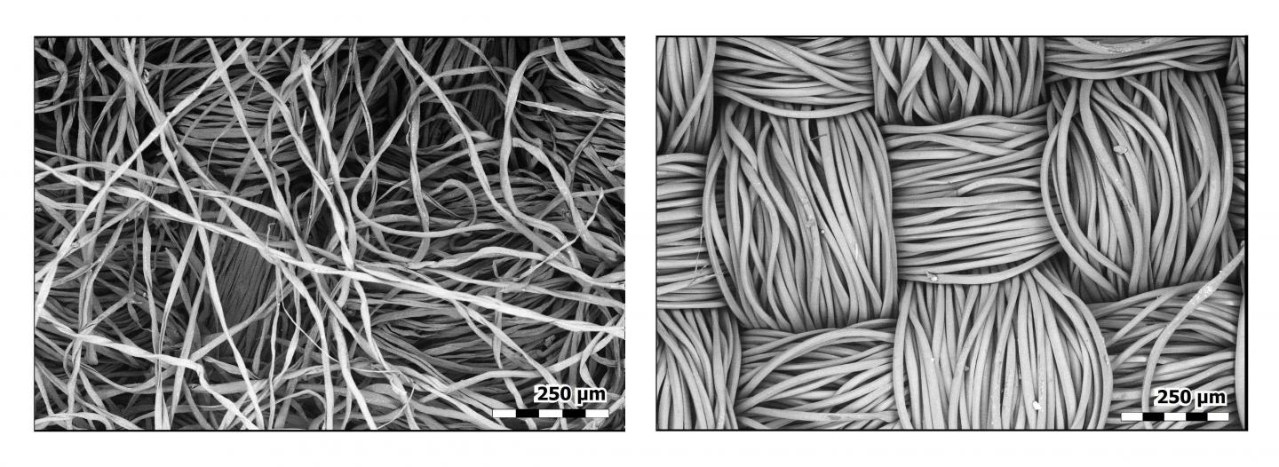 Microscope images of mask fabrics