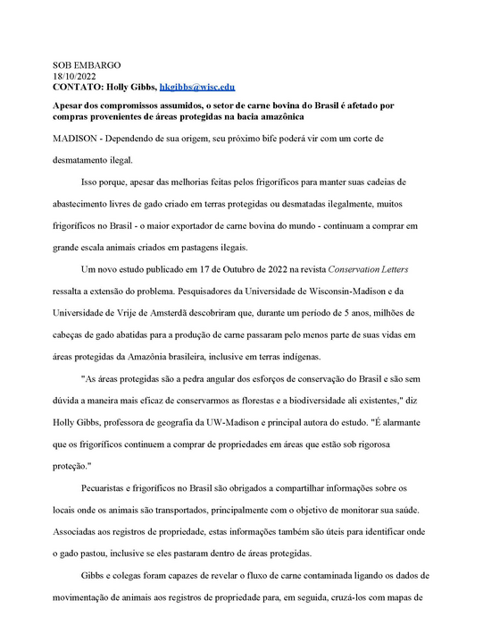 Brazilian Cattle supply chain release PORTUGUESE