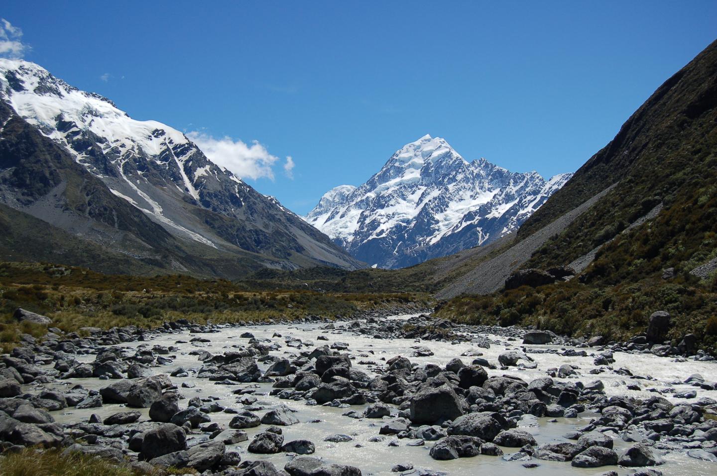 Glacier-fed river below Mount Cook, New Zealand