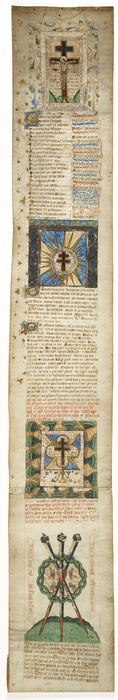 The Bromholm prayer roll, ink, silver and gold on parchment, 1370x130mm