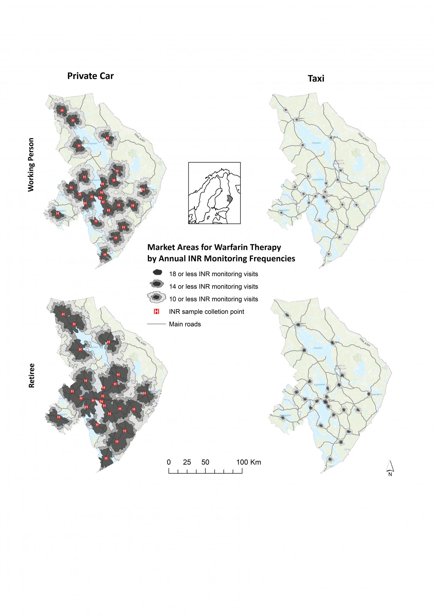 Market Areas for Warfarin Therapy by Annual INR Monitoring Frequencies