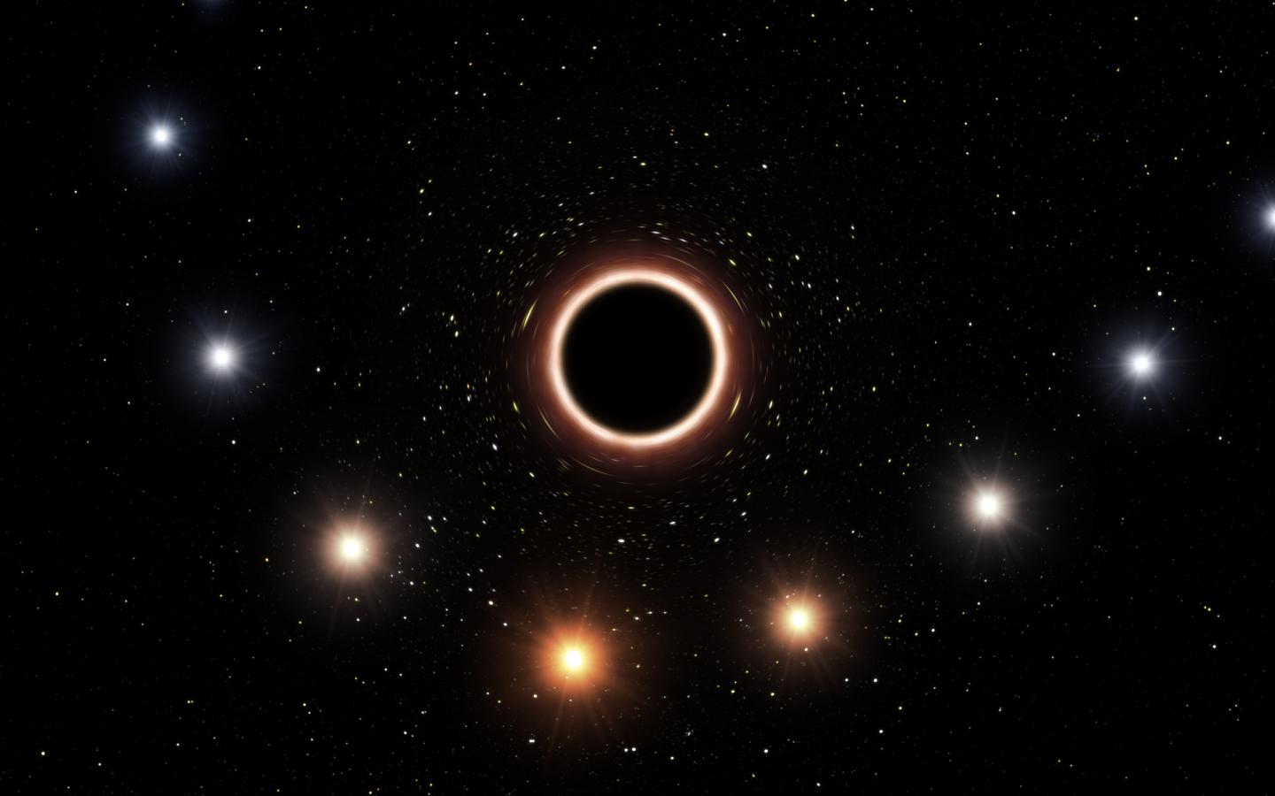 Artist's Impression of S2 Passing Supermassive Black Hole at Center of Milky Way