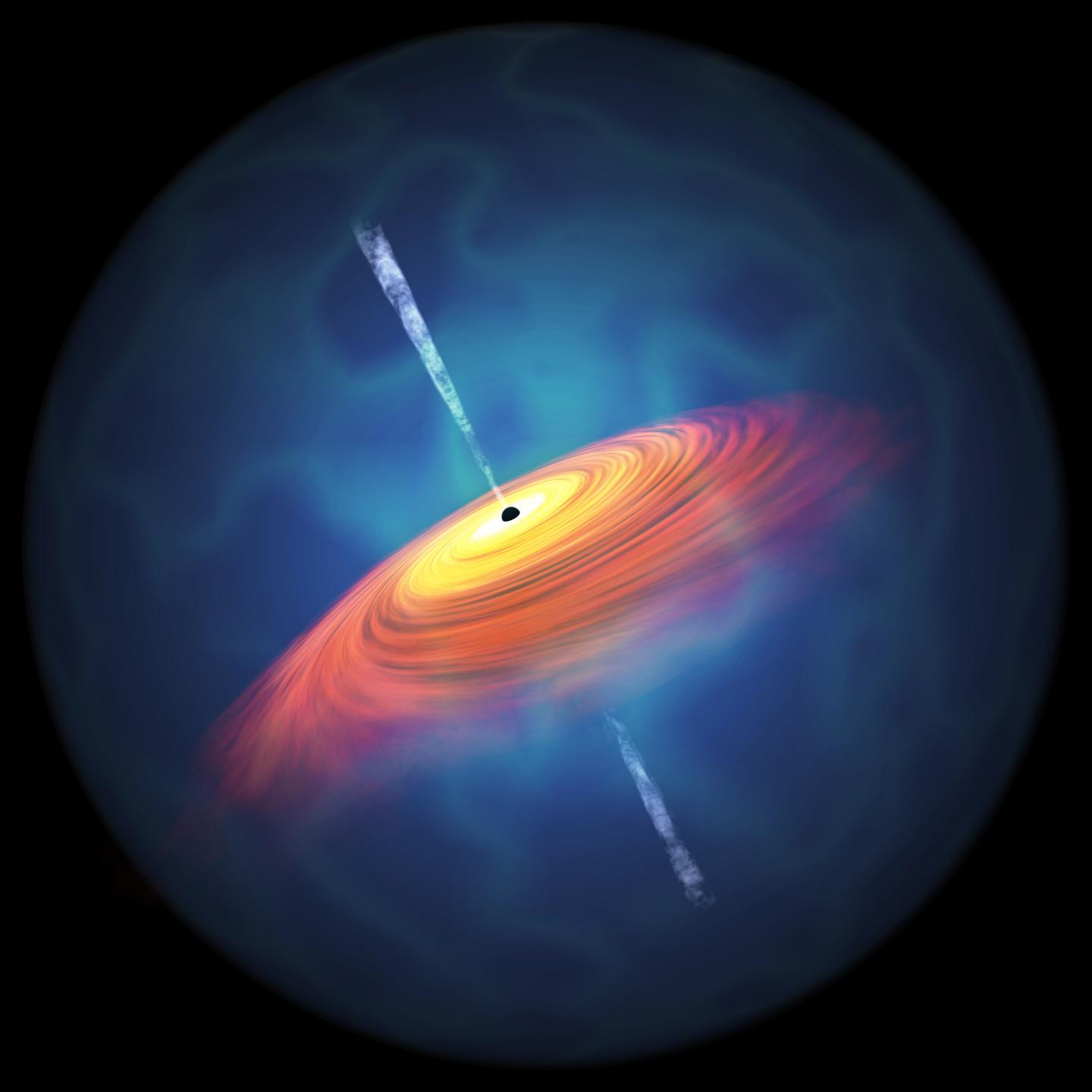 Artist's impression of quasar with supermassive black hole