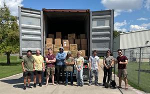 Dozens of volunteers at UTA packaged and sorted the material over the course of a year before finally shipping it via ocean freight to Ecuador.