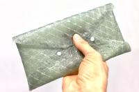 Silk leather clutch