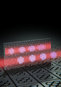 Artistic representation of chiral interactions in an ultracold cloud of atoms