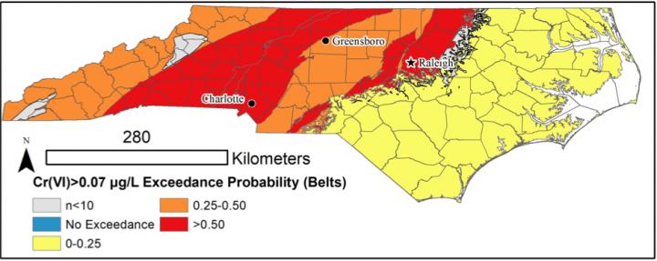Hexavalent Chromium Probability Map for NC