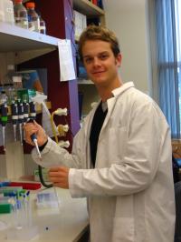 Biochemist Clemens Heikaus in a University of Washington Vision Research Laboratory