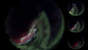 Image of the aurora borealis with the structured continuum emission