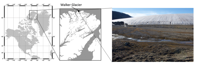 Location map of Walker Glacier retreat area