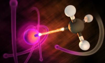 Artistic View Of Ultrafast X-ray Laser Research On Iodomethane Molecule