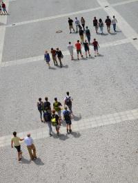 People Walking over a Square (1 of 2)