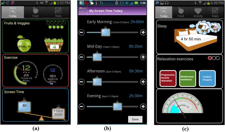 Screenshots of the Smartphone App