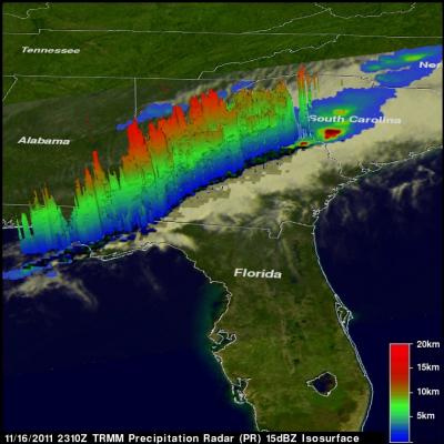 TRMM Sees Line of Severe Thunderstorms in 3-D.