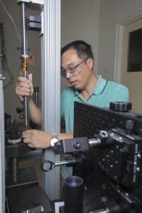 Bo Song working in his impact mechanics lab.