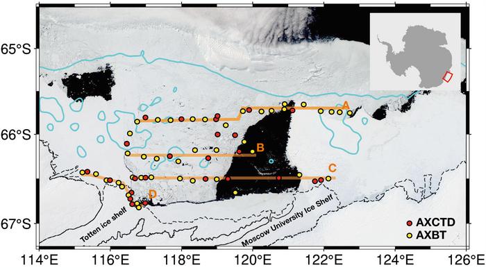 Satellite photo of the region surrounding the Totten Glacier